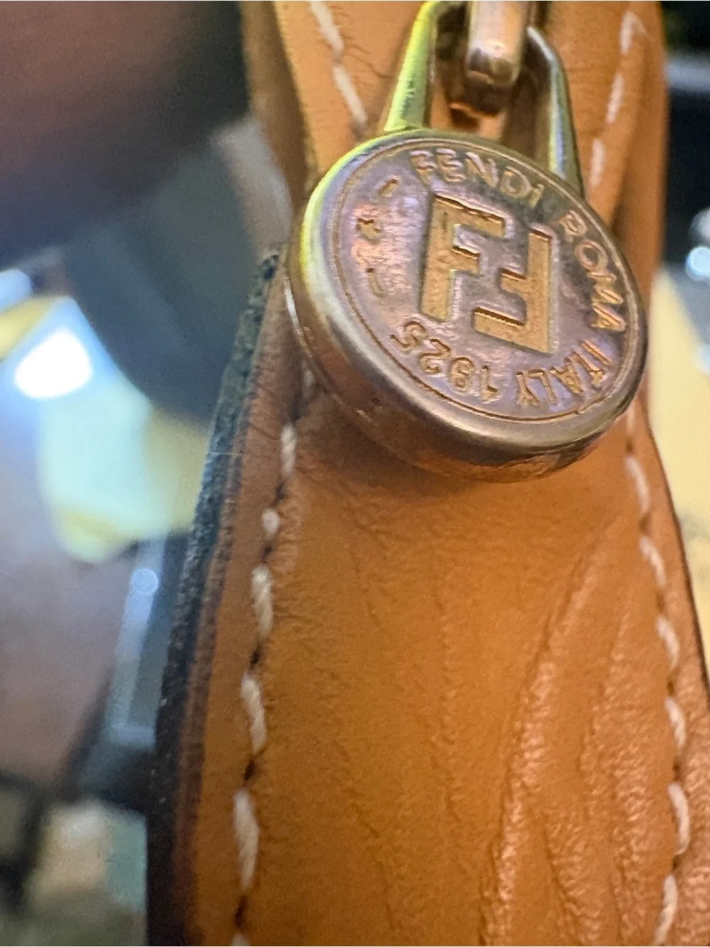 Fendi Vintage Makeup Brown Bag with Tan Leather Trim